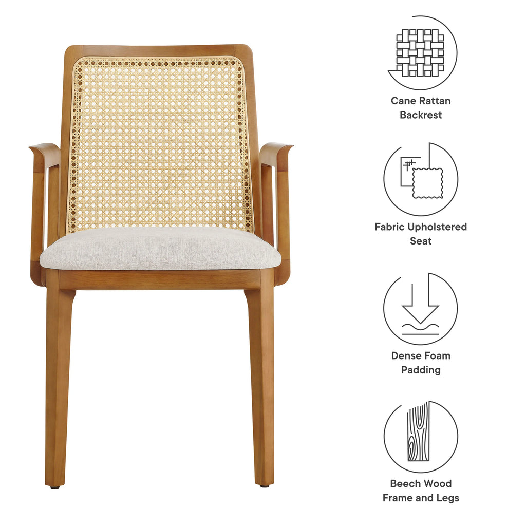 Monarch Wood and Rattan Dining Armchair