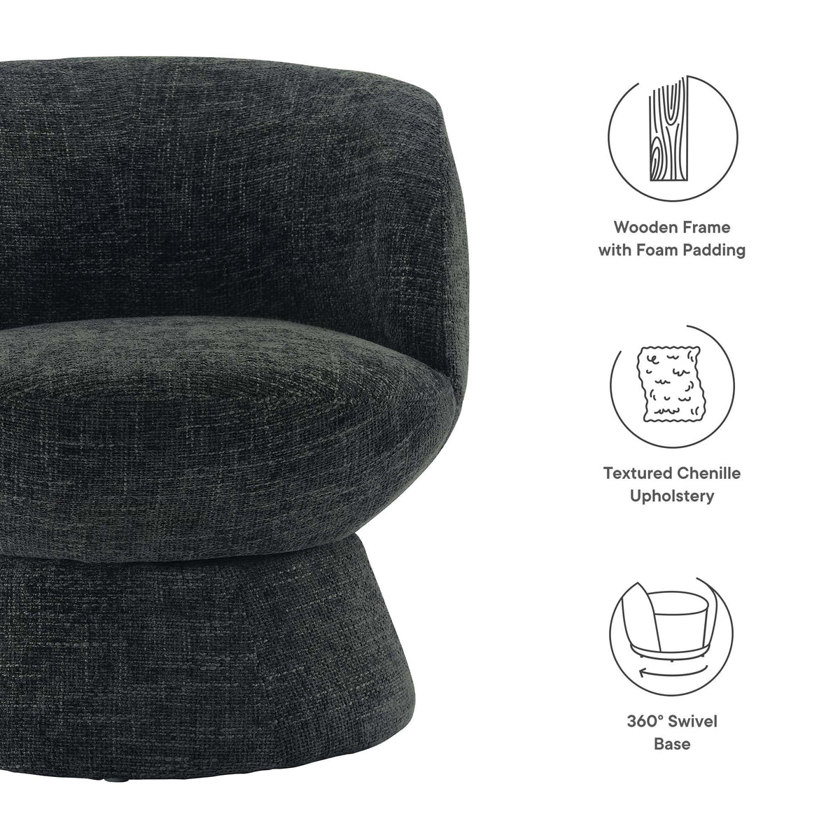 Vesta Chenille Fabric Upholstered Swivel Chair