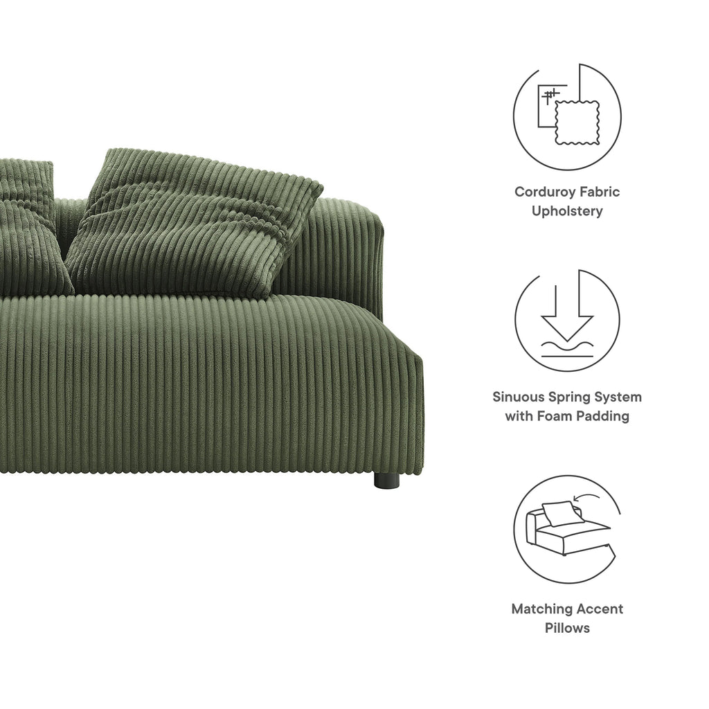 Solace Modular Corduroy Upholstered Armless Loveseat