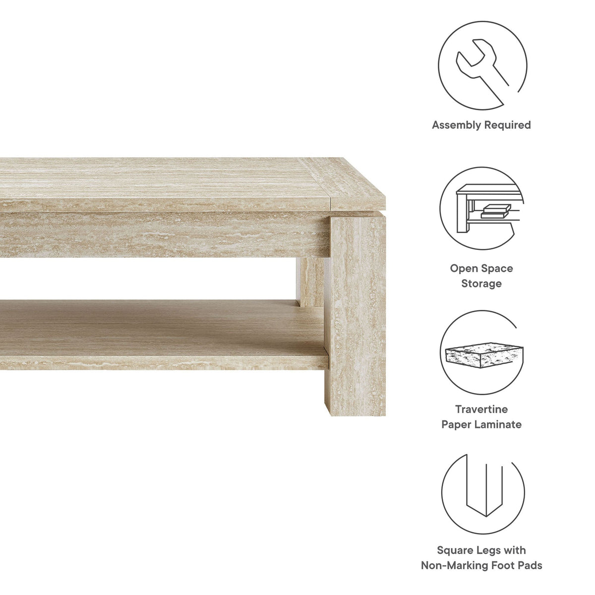 Hollis Travertine Coffee Table in Travertine