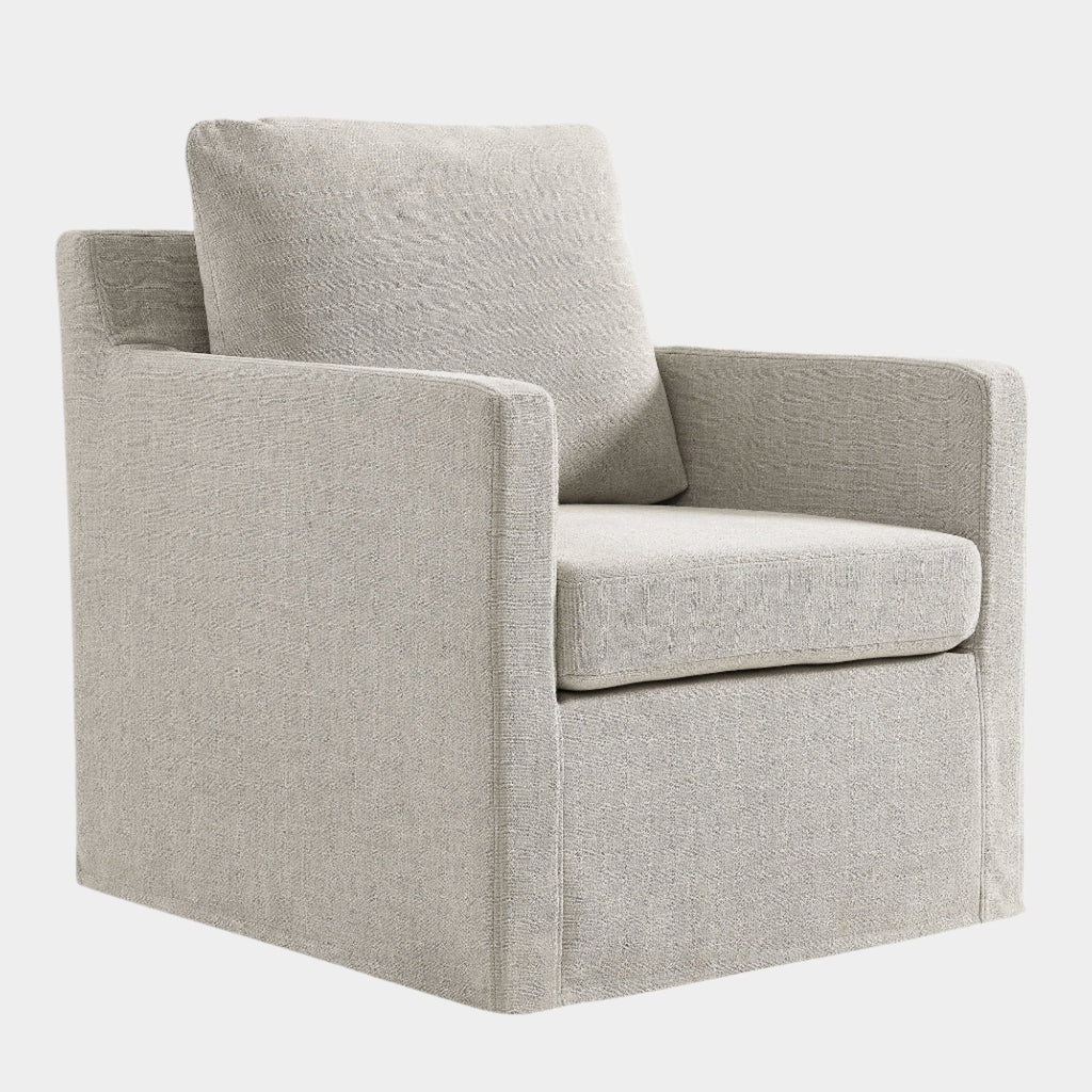 Serene Fabric Slipcovered Swivel Armchair