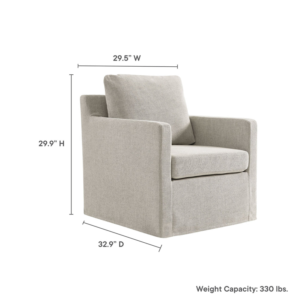Serene Fabric Slipcovered Swivel Armchair