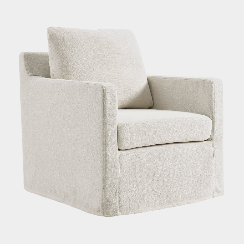 Serene Fabric Slipcovered Swivel Armchair