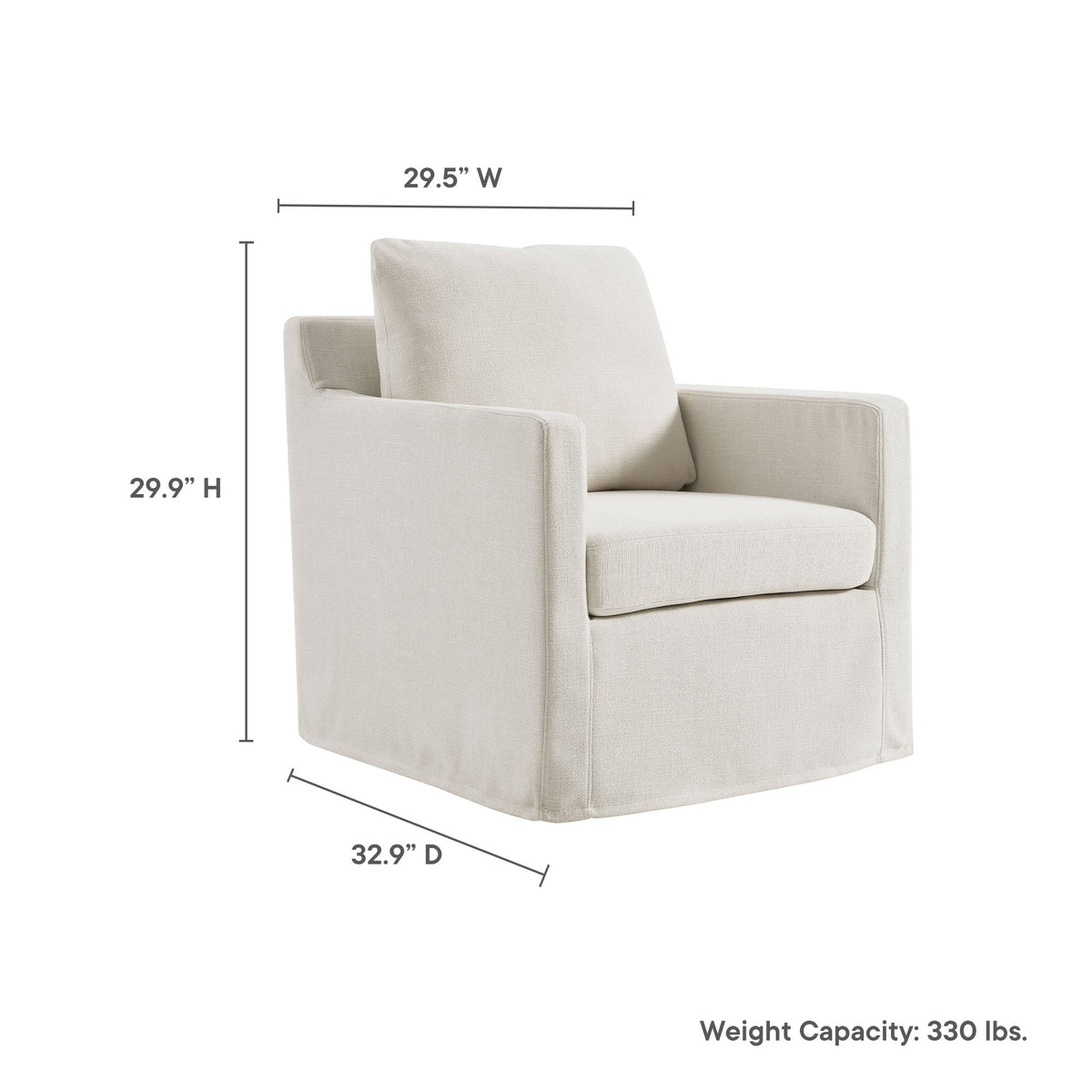 Serene Fabric Slipcovered Swivel Armchair