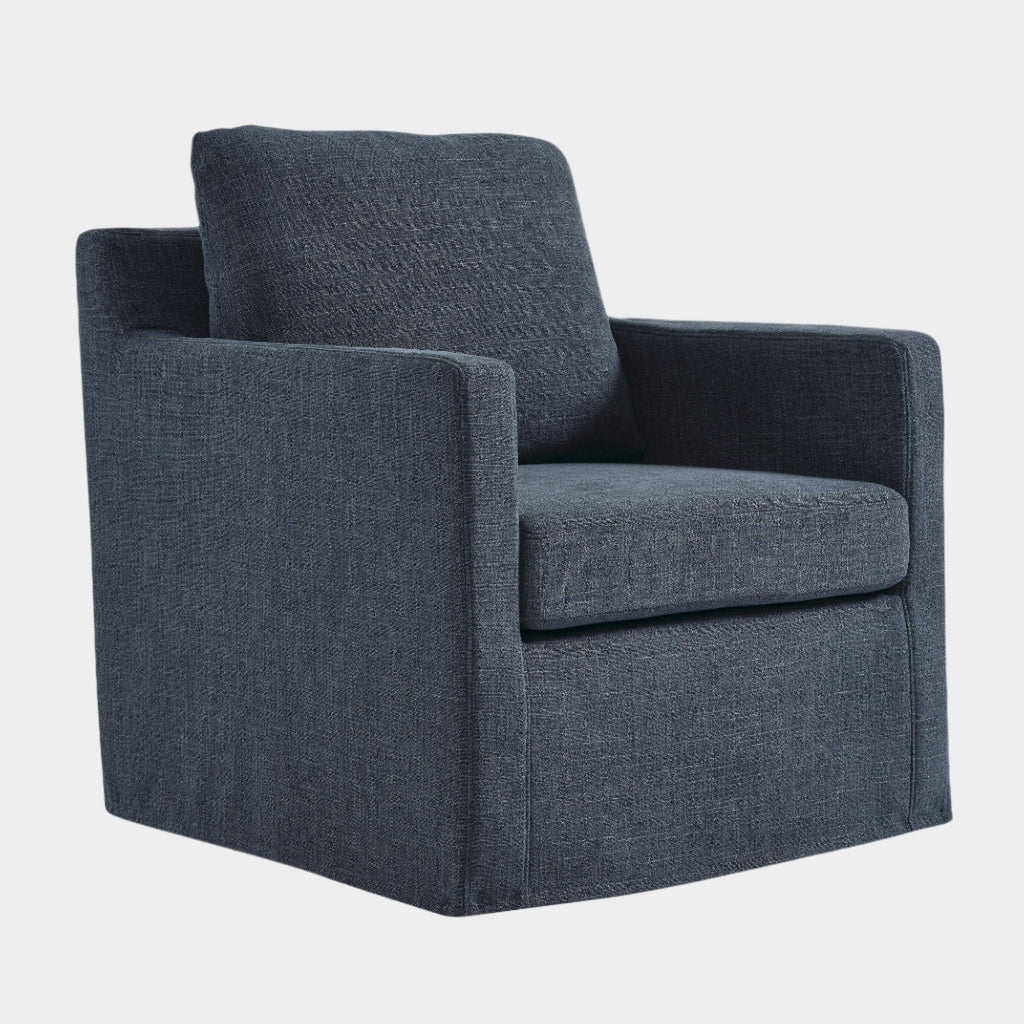 Serene Fabric Slipcovered Swivel Armchair