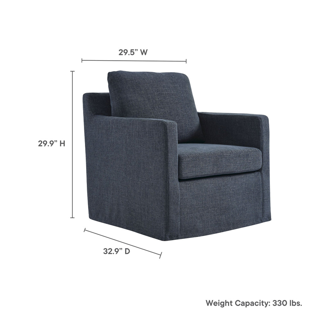 Serene Fabric Slipcovered Swivel Armchair