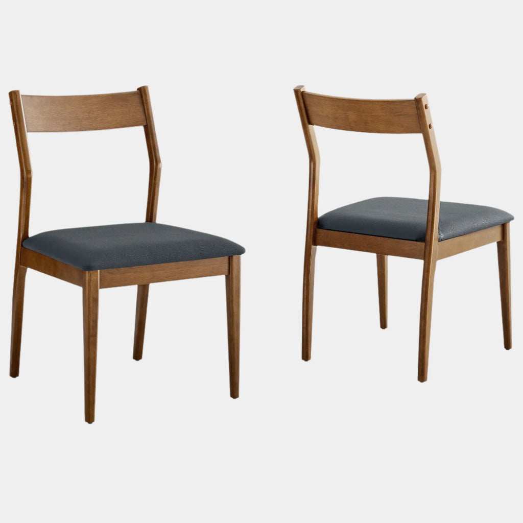 Solara Vegan Leather Wood Dining Side Chairs Set of 2