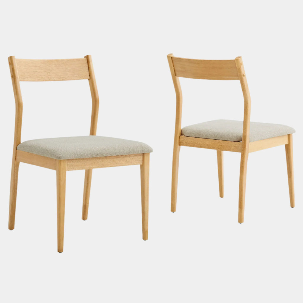 Solara Vegan Leather Wood Dining Side Chairs Set of 2