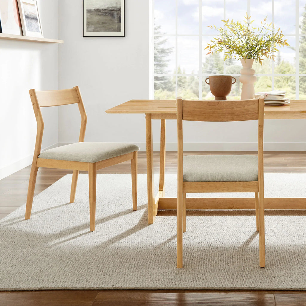 Solara Vegan Leather Wood Dining Side Chairs Set of 2