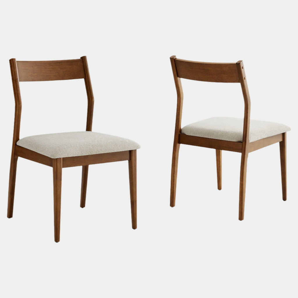 Solara Vegan Leather Wood Dining Side Chairs Set of 2