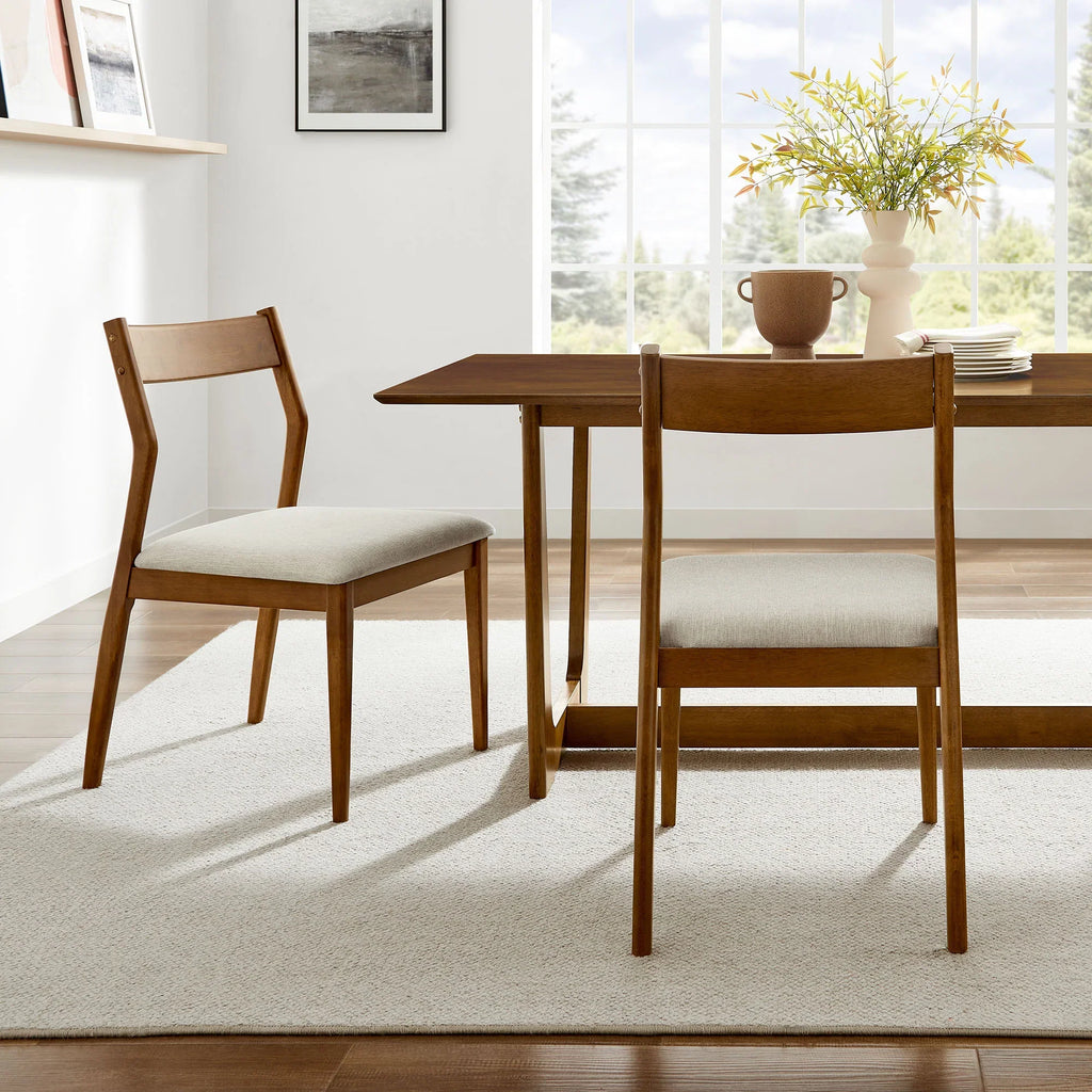 Solara Vegan Leather Wood Dining Side Chairs Set of 2