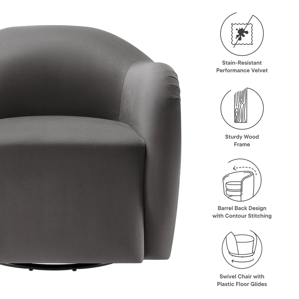 Compose Performance Velvet Swivel Armchair