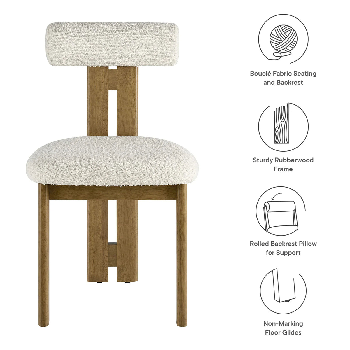 Torian Boucle Fabric Dining Chair Set of 2