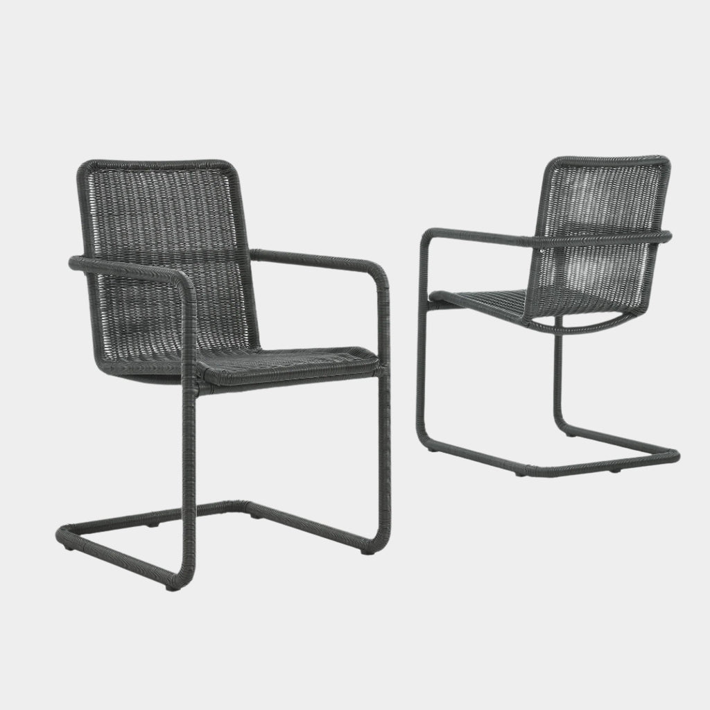 Abacus Outdoor Patio Wicker Dining Chairs Set of 2
