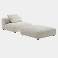 Solace Modular Corduroy Upholstered Armless Chair and Ottoman Set