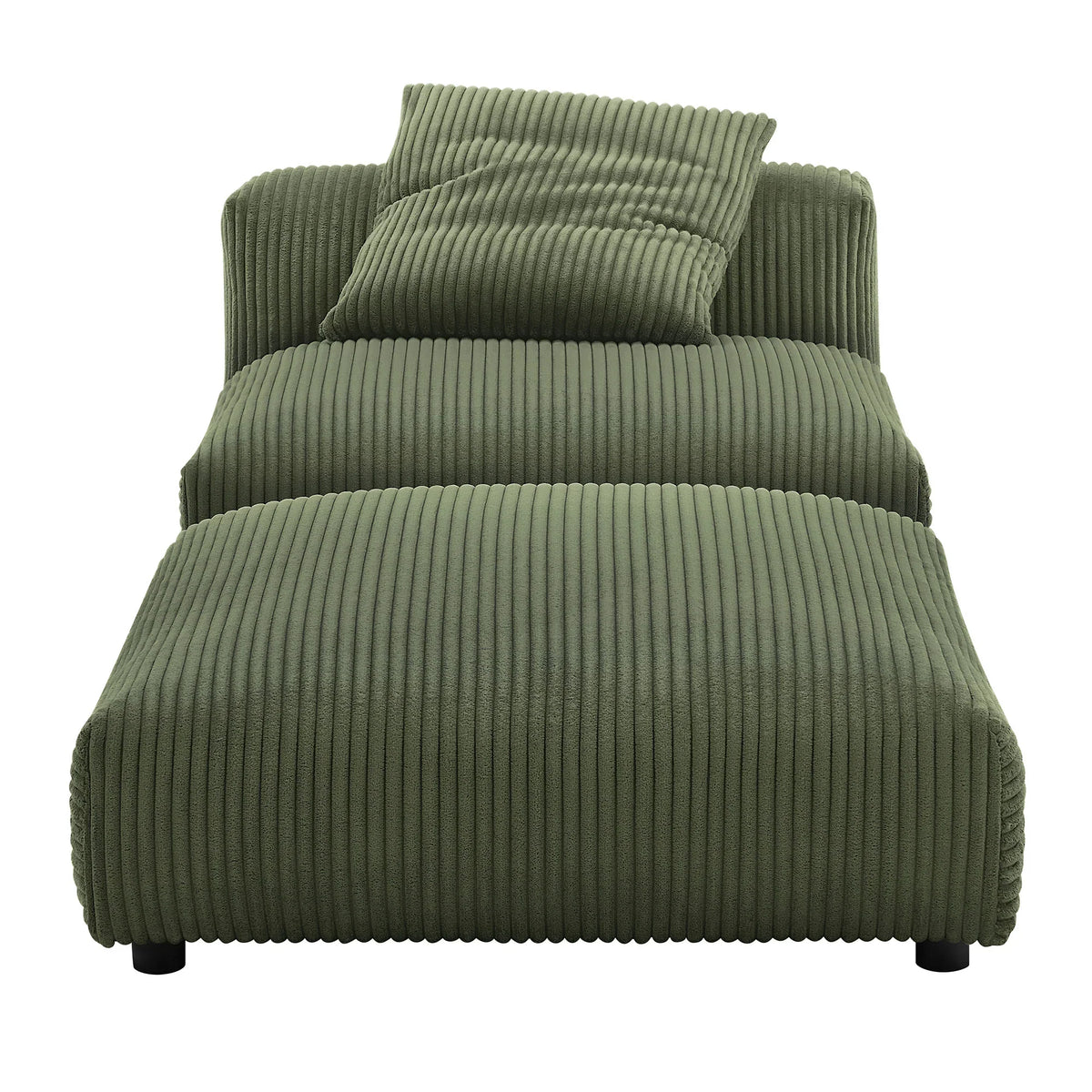 Solace Modular Corduroy Upholstered Armless Chair and Ottoman Set