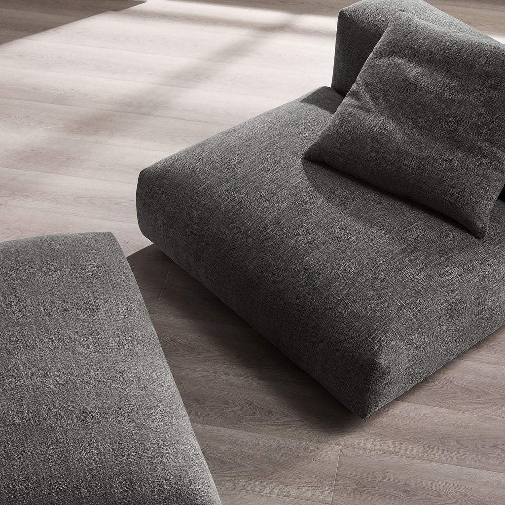Solace Modular Upholstered Fabric Armless Chair and Ottoman