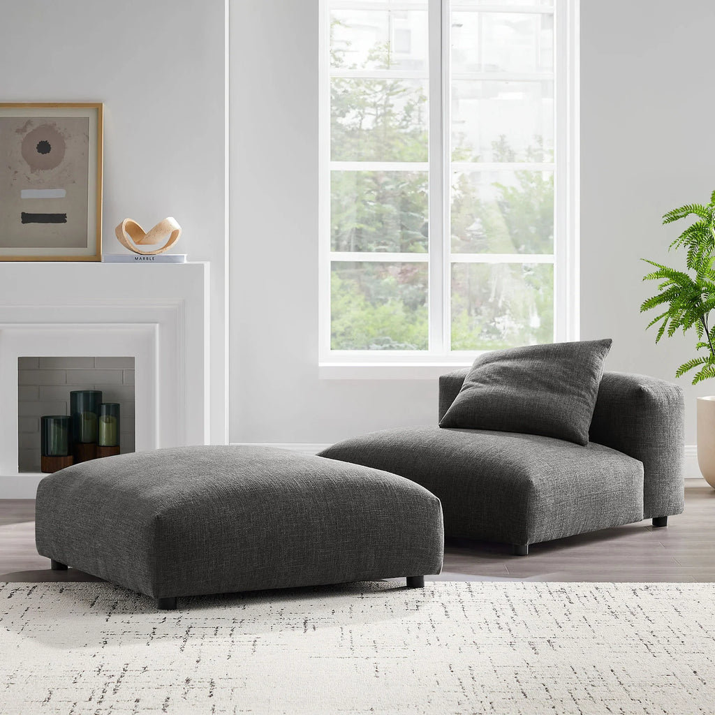Solace Modular Upholstered Fabric Armless Chair and Ottoman