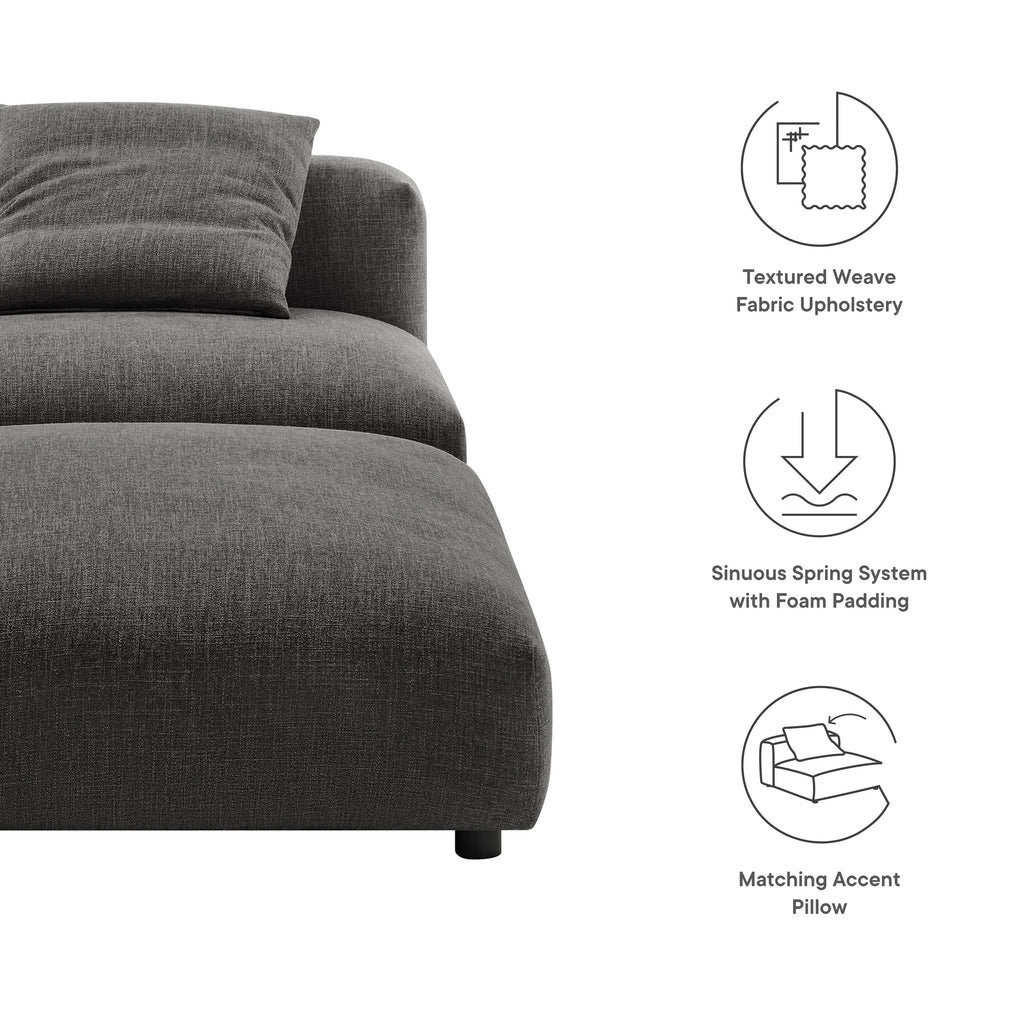 Solace Modular Upholstered Fabric Armless Chair and Ottoman