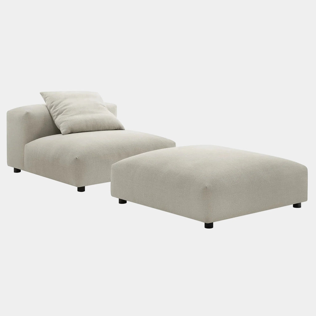 Solace Modular Upholstered Fabric Armless Chair and Ottoman