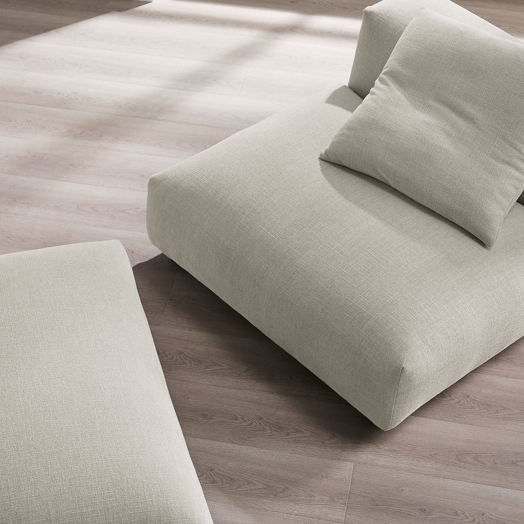 Solace Modular Upholstered Fabric Armless Chair and Ottoman