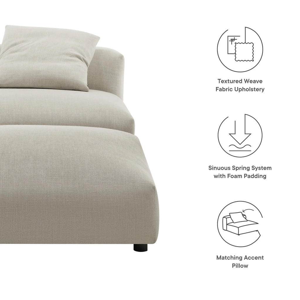 Solace Modular Upholstered Fabric Armless Chair and Ottoman