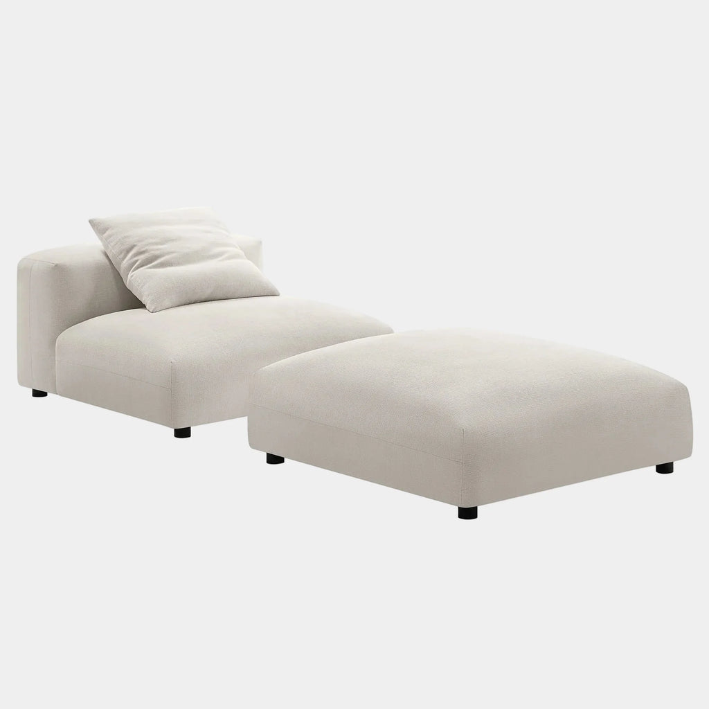 Solace Modular Upholstered Fabric Armless Chair and Ottoman