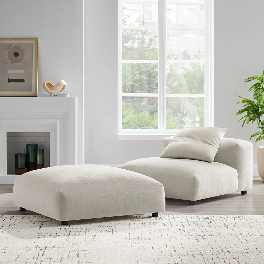 Solace Modular Upholstered Fabric Armless Chair and Ottoman