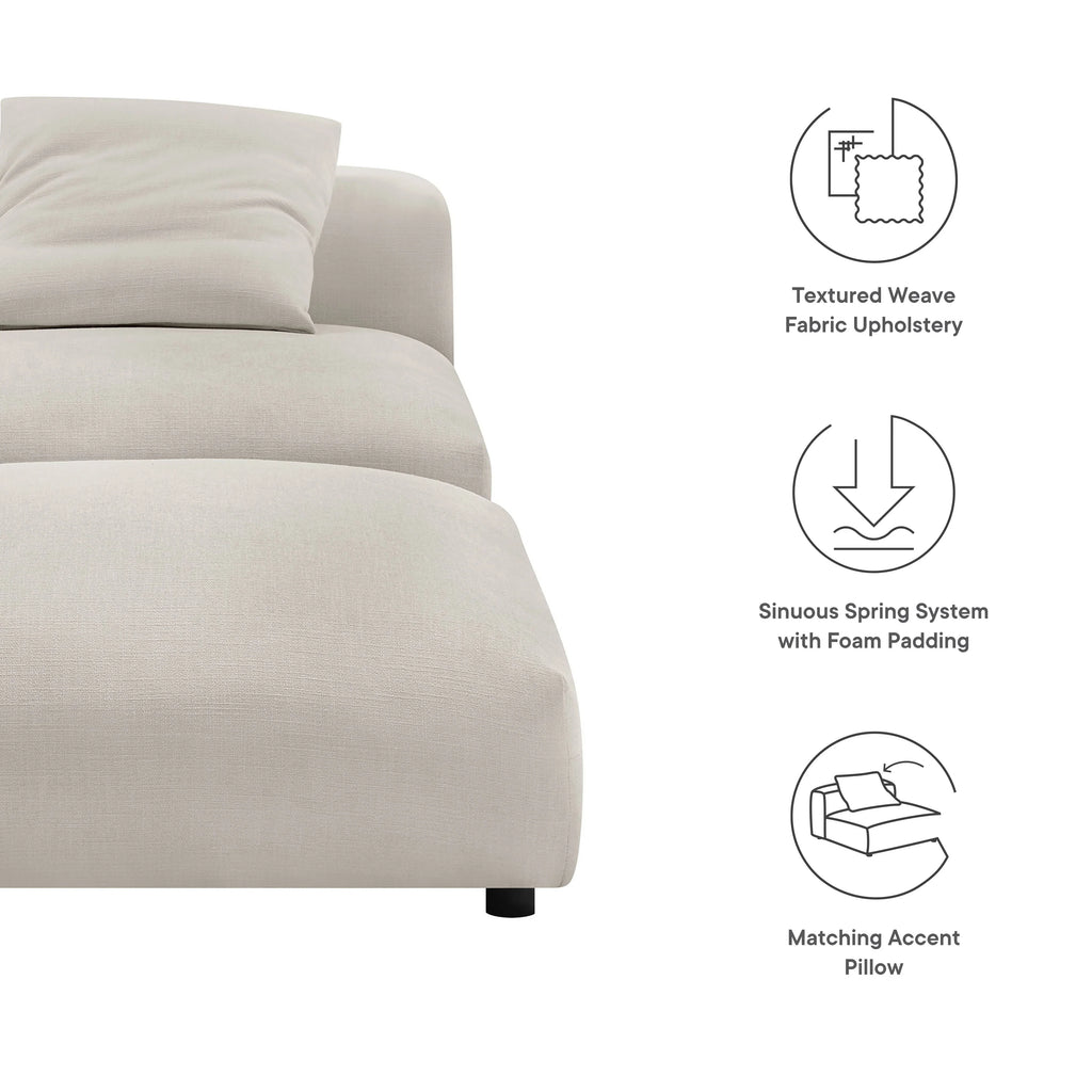 Solace Modular Upholstered Fabric Armless Chair and Ottoman