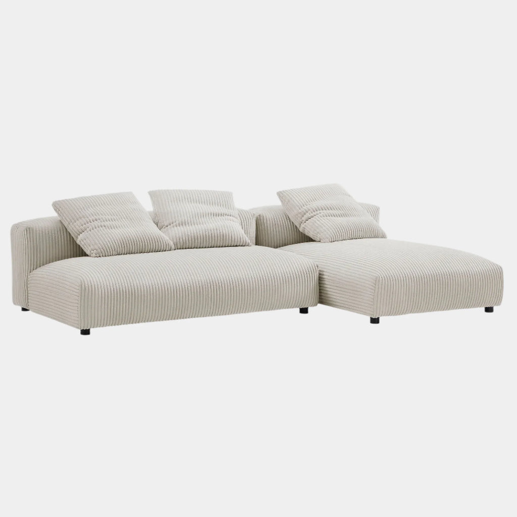 Solace 2-Piece Modular Corduroy Upholstered Sectional Sofa With Chaise