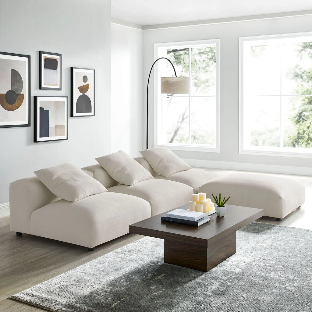 Solace 4-Piece Modular Upholstered Fabric Sectional Sofa