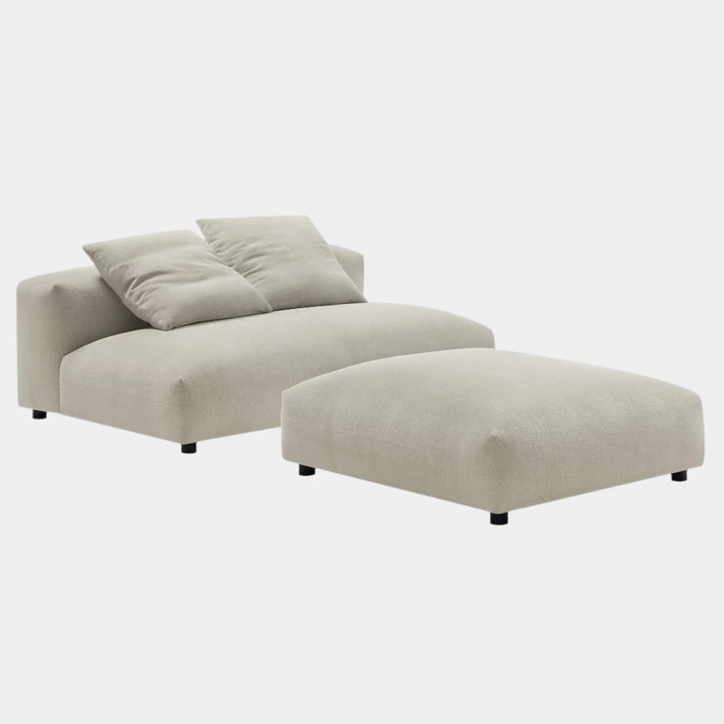Solace Modular Upholstered Fabric Armless Loveseat and Ottoman Set