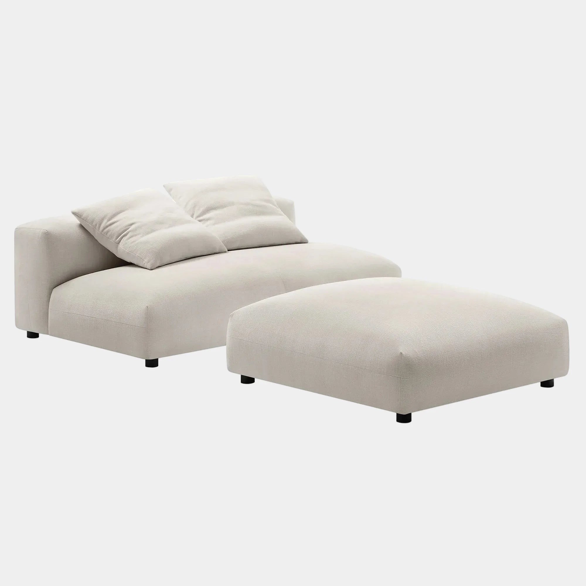Solace Modular Upholstered Fabric Armless Loveseat and Ottoman Set