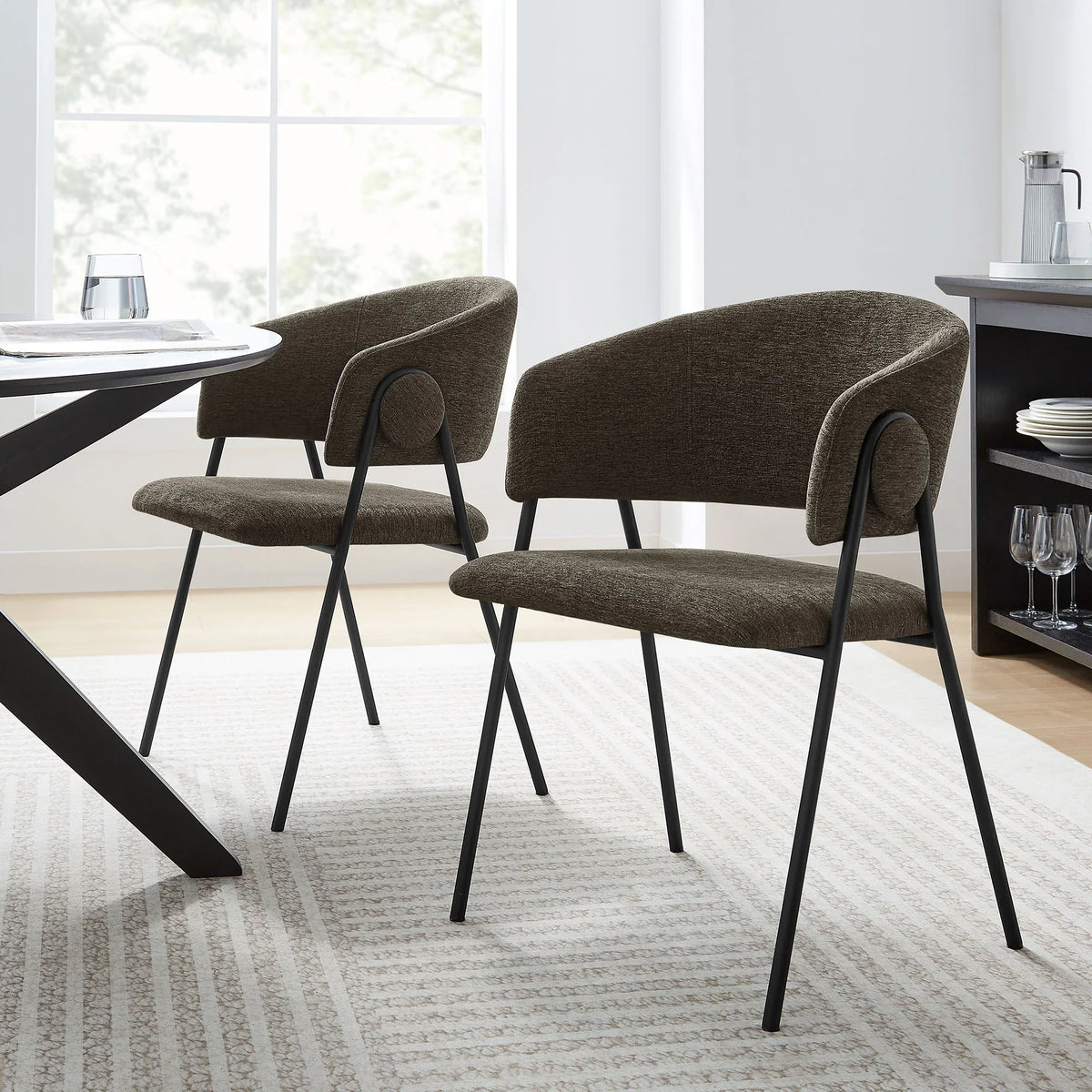 Nella Upholstered Heathered Chenille Dining Chairs Set of 2