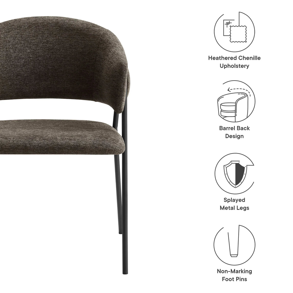 Nella Upholstered Heathered Chenille Dining Chairs Set of 2