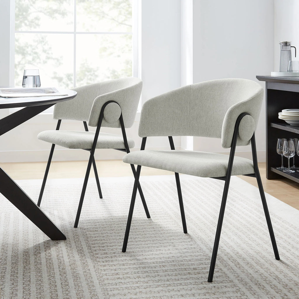 Nella Upholstered Heathered Chenille Dining Chairs Set of 2