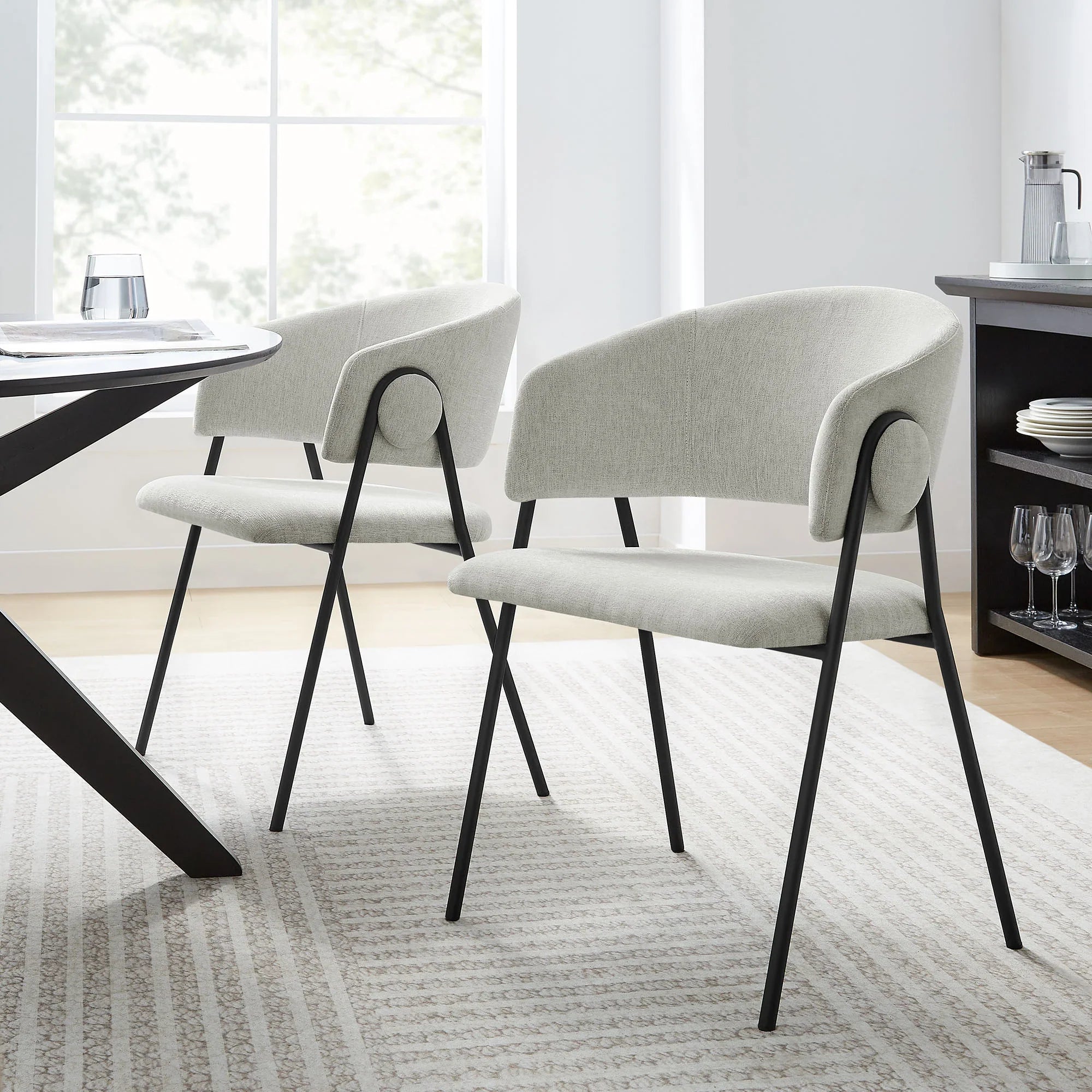 Nella Upholstered Heathered Chenille Dining Chairs Set of 2