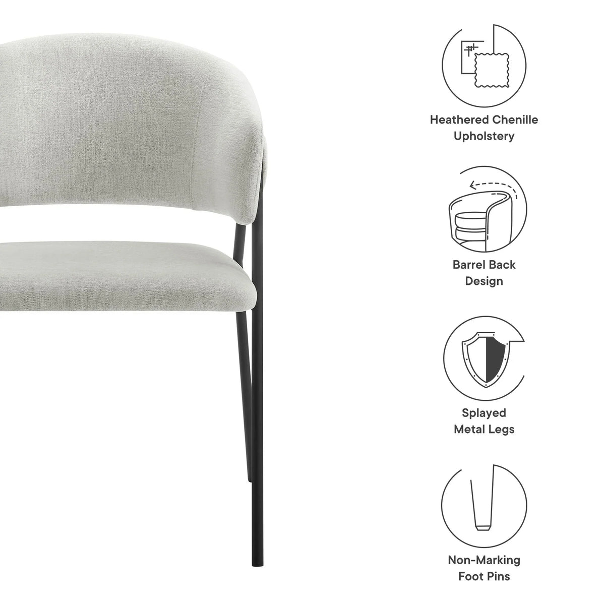Nella Upholstered Heathered Chenille Dining Chairs Set of 2