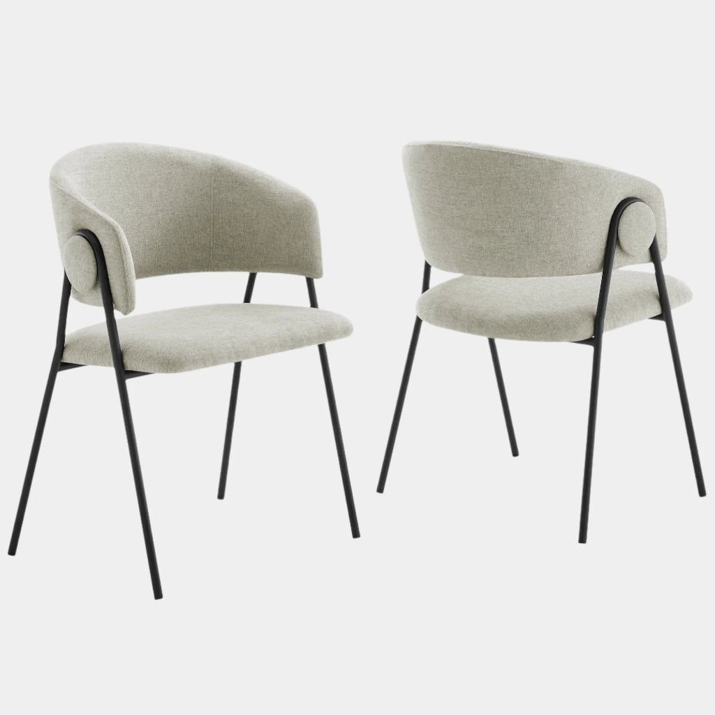 Nella Upholstered Heathered Chenille Dining Chairs Set of 2
