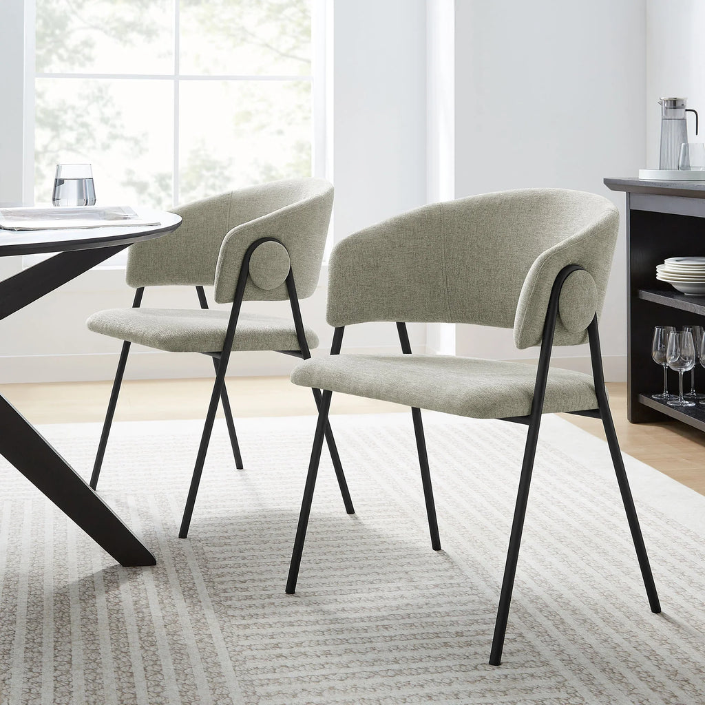 Nella Upholstered Heathered Chenille Dining Chairs Set of 2