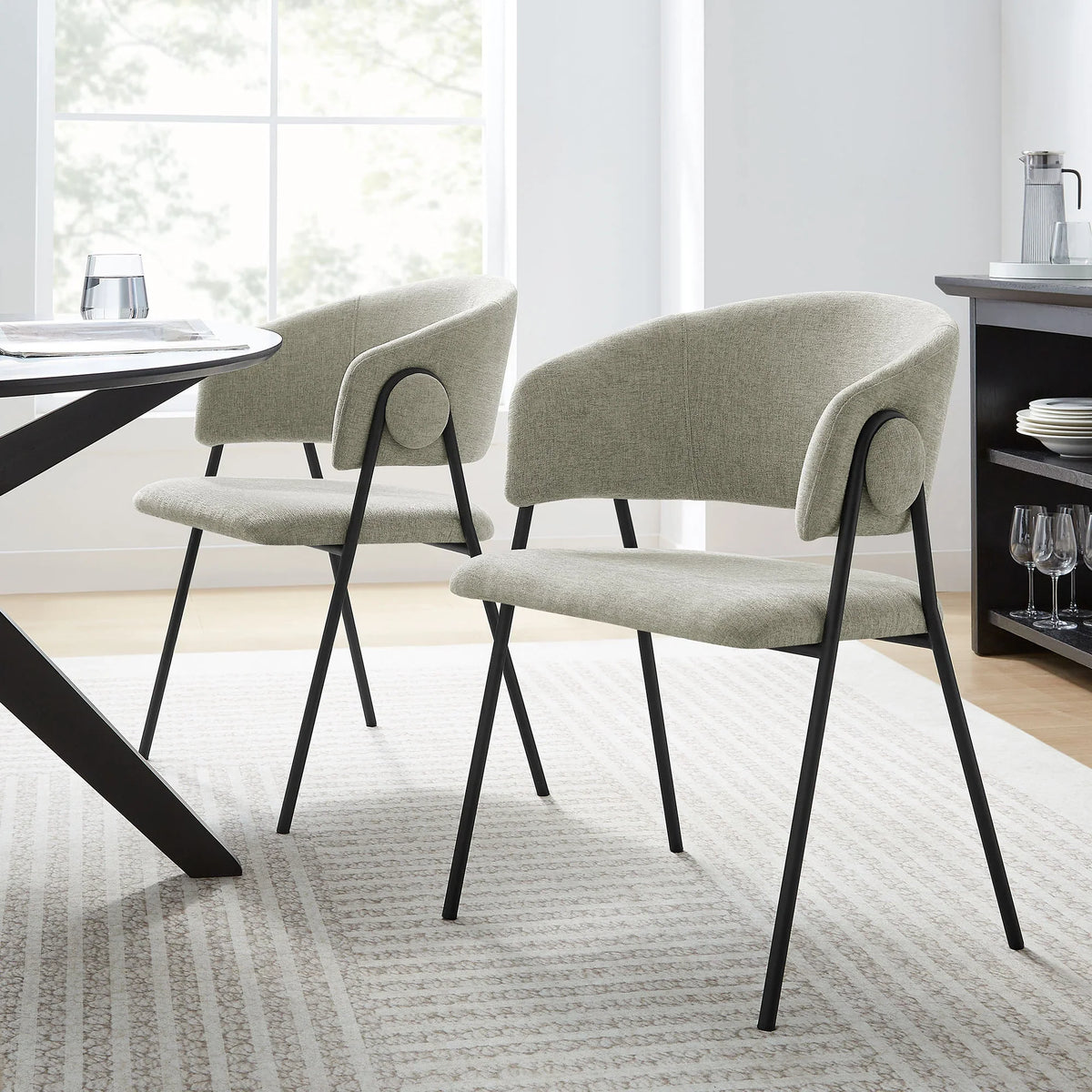 Nella Upholstered Heathered Chenille Dining Chairs Set of 2