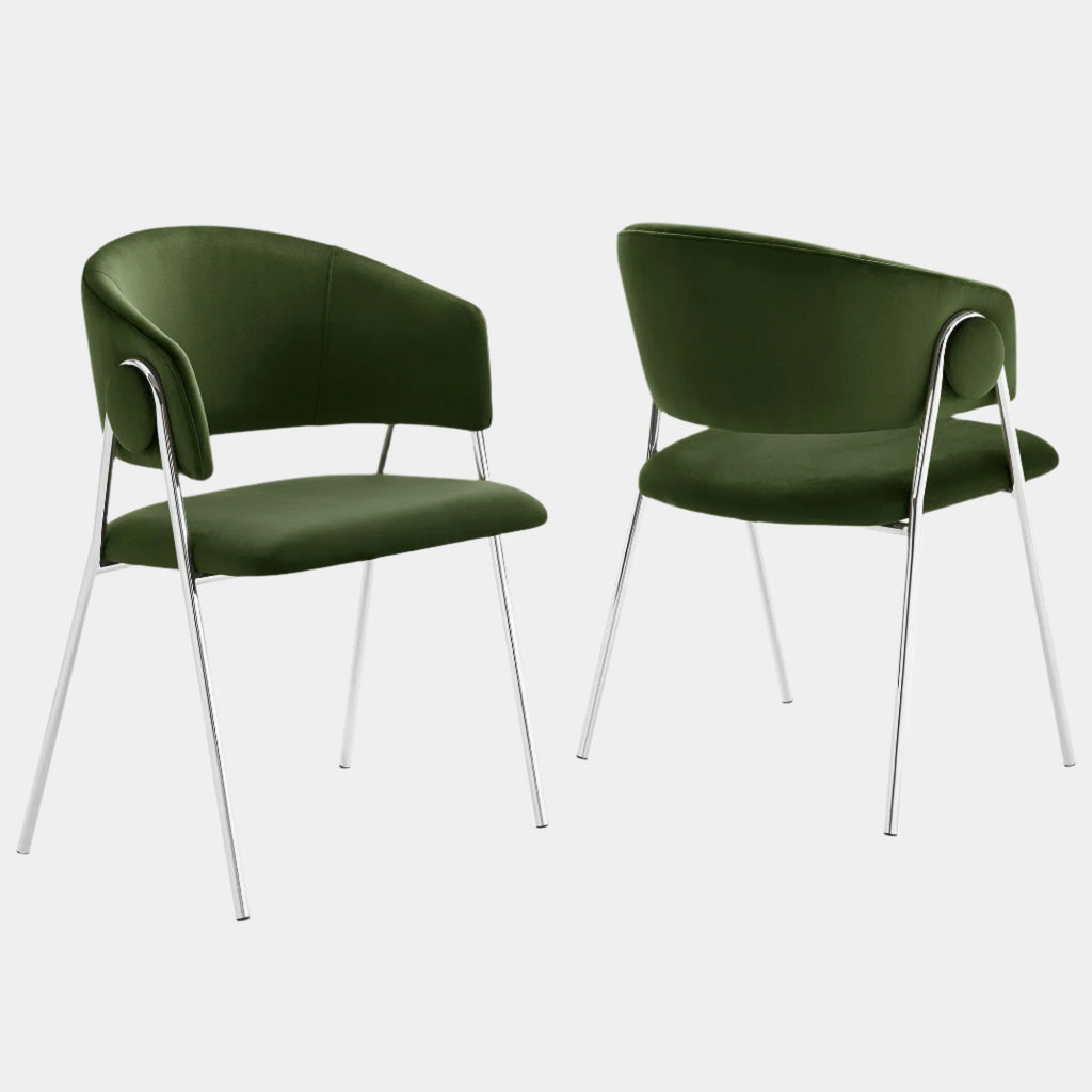 Nella Upholstered Performance Velvet Dining Chair Set of 2