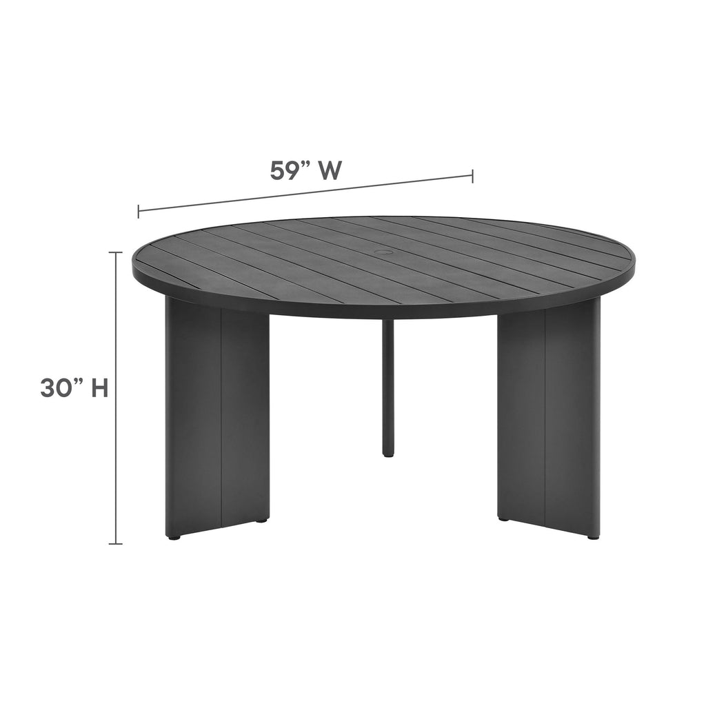 Tahoe Round Outdoor Patio Aluminum Dining Table in Gray