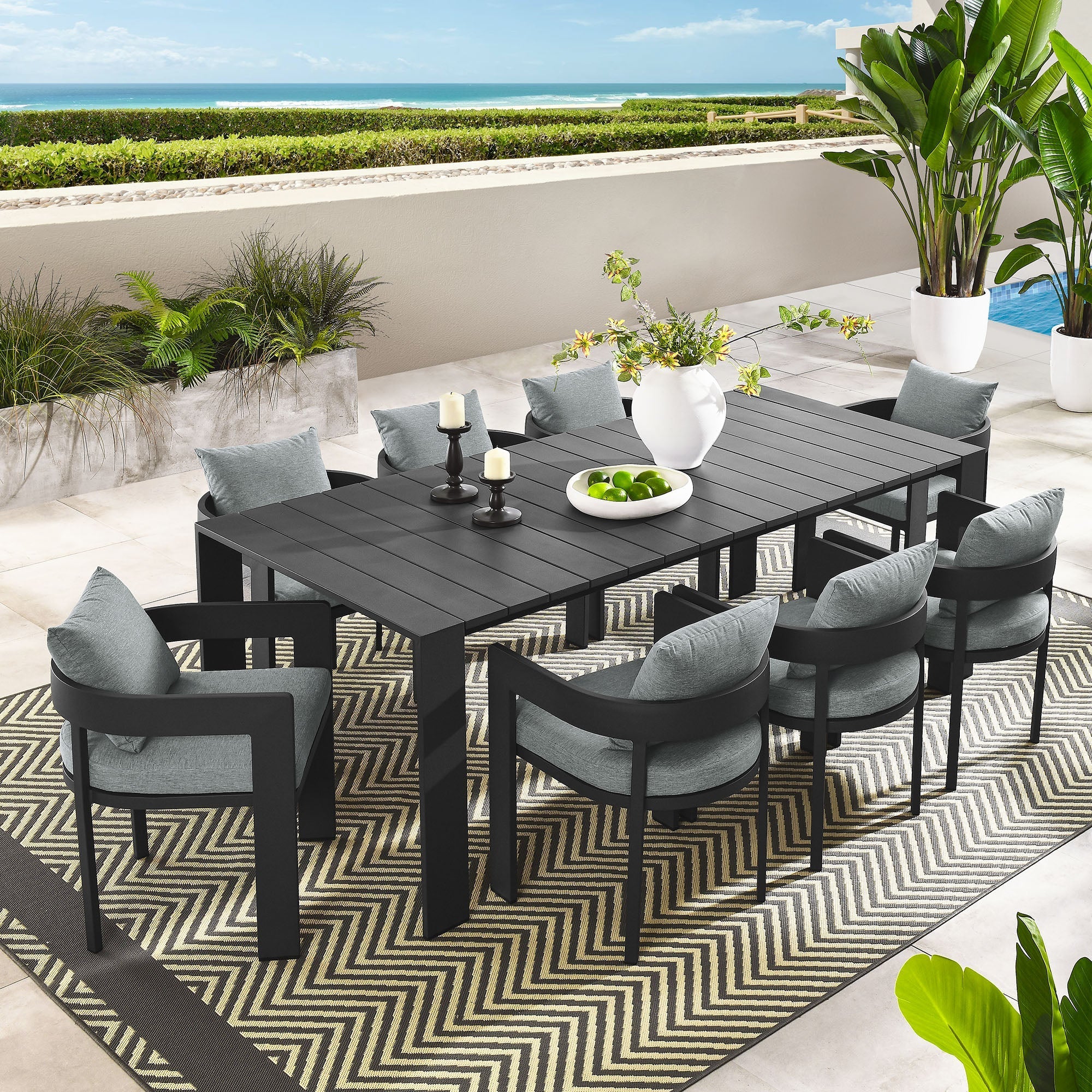Tahoe 9-Piece Outdoor Patio Aluminum Dining