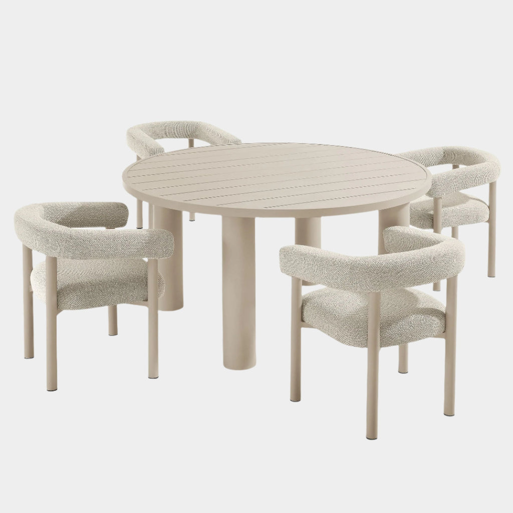 Nautica 5-Piece Round Outdoor Patio Aluminum Dining Table and Chairs Set