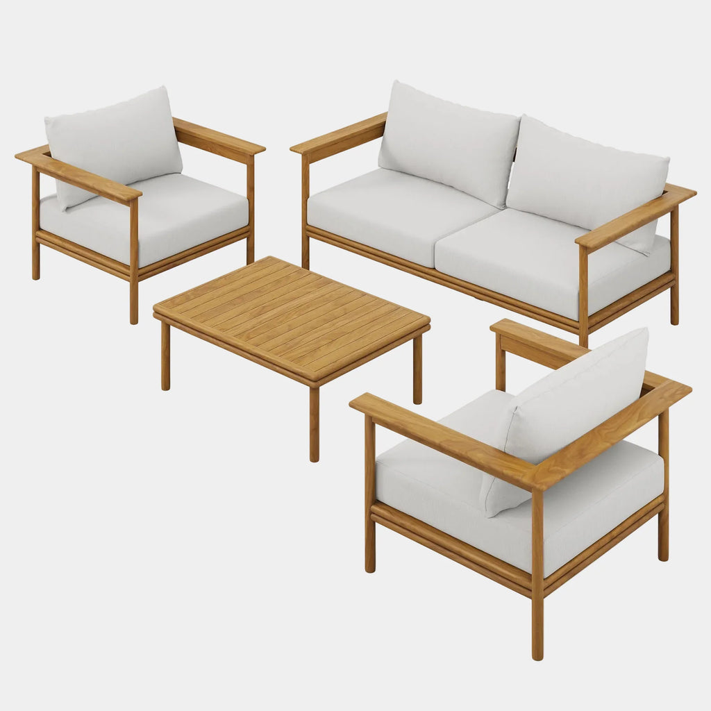 Wren 4-Piece Outdoor Patio Teak Wood Furniture Set