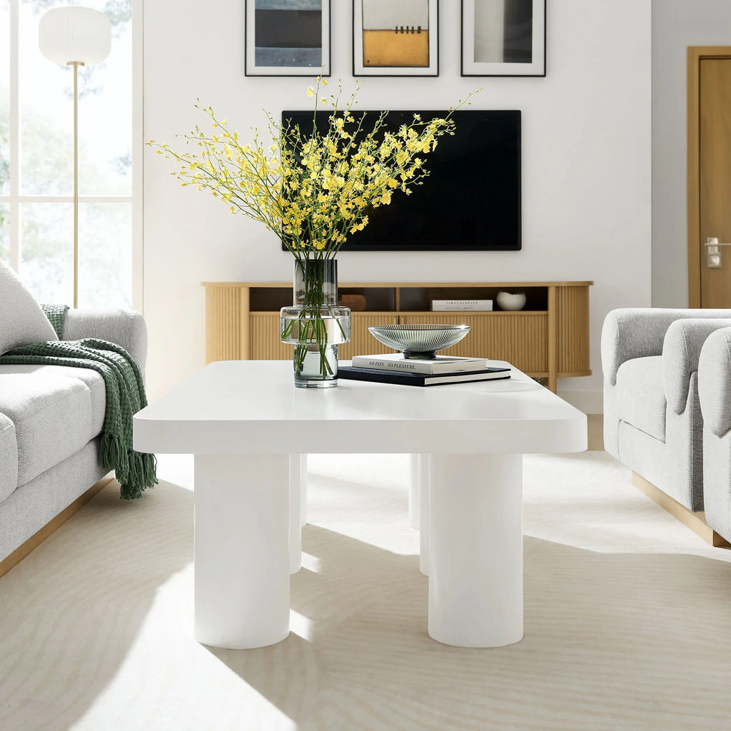 Cleo 54” Rectangular Coffee Table in White