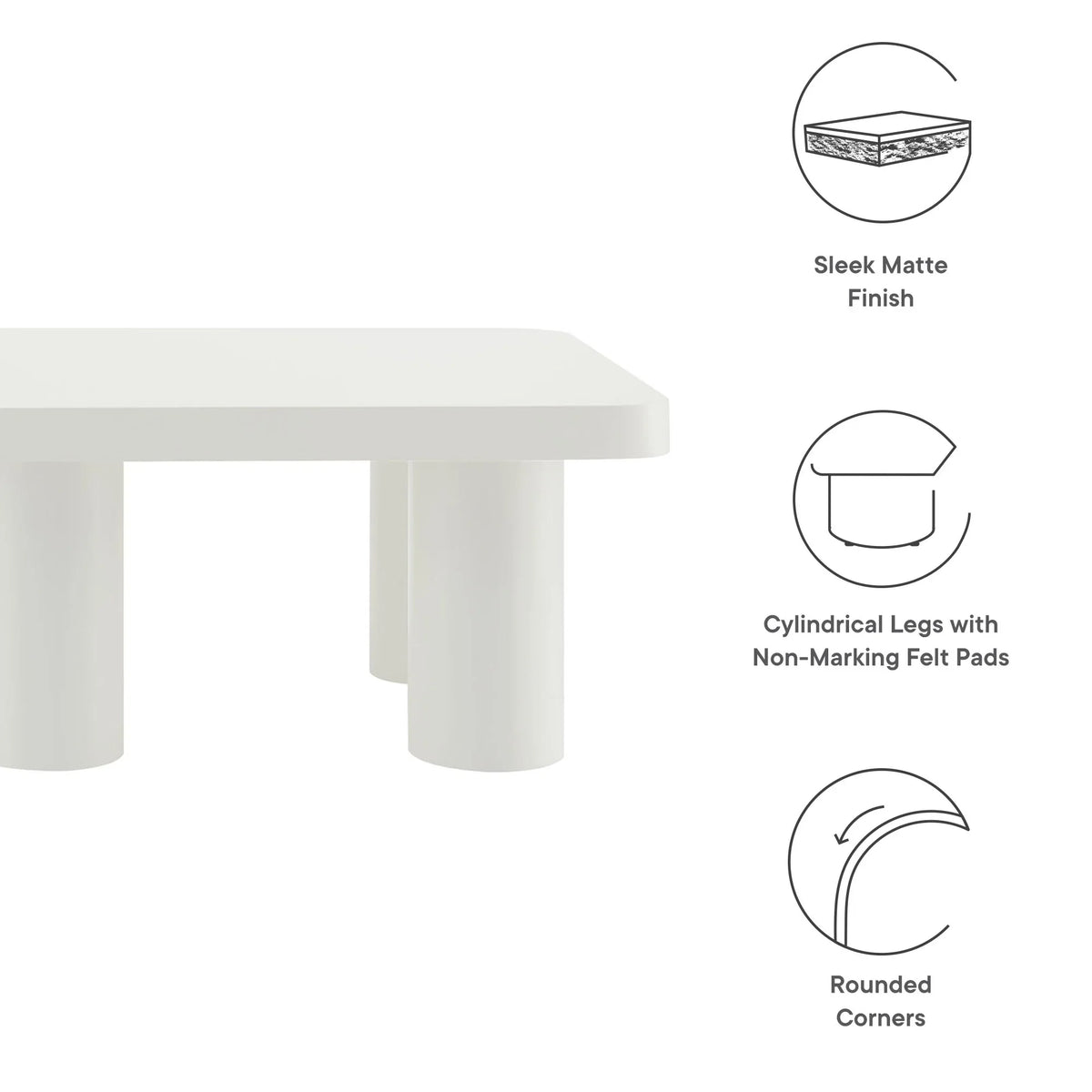 Cleo 54” Rectangular Coffee Table in White