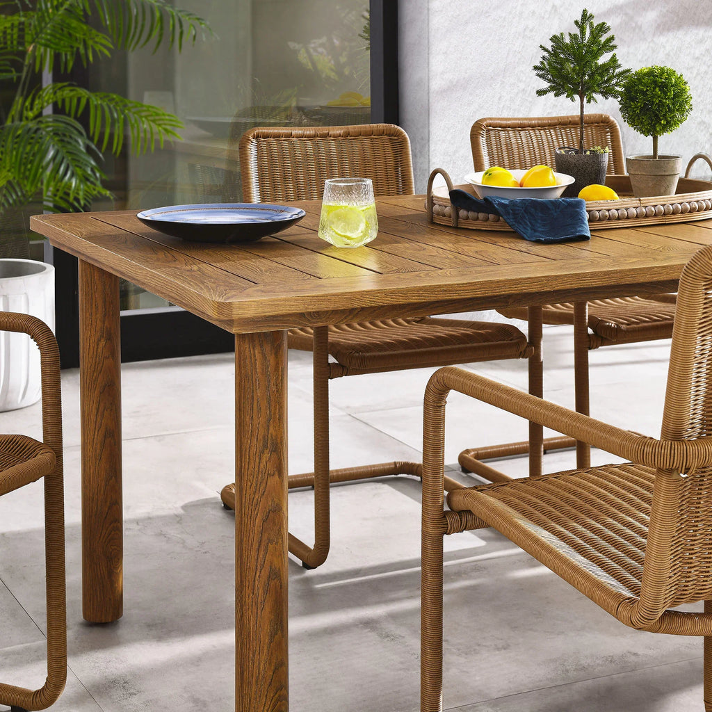 Abacus 7-Piece Rectangular Outdoor Patio Aluminum Dining Table Set