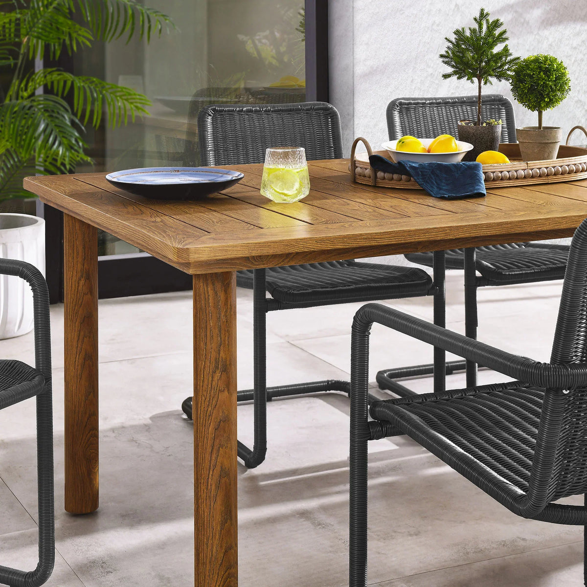 Abacus 7-Piece Rectangular Outdoor Patio Aluminum Dining Table Set